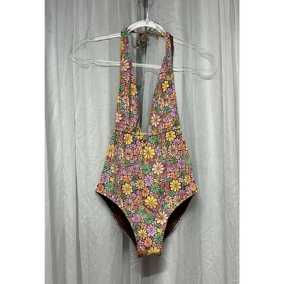 Roxy swim All About Sol One Piece Floral Hippie V-neck Low back Adjustable Tie S - Picture 5 of 10